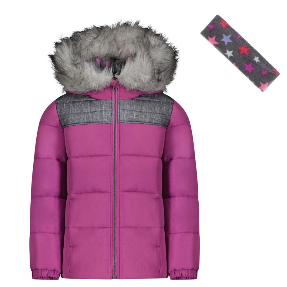 NWT WEATHERTAMER Big Girls Bubble Coat Headband, 2 Piece Set $85 MSRP L /14-16